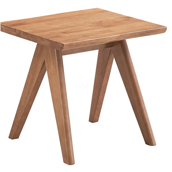 Natural Rubber Wood Accent Table, Rustic End Table with Sturdy Legs for Living Room, Bedroom, Hallway