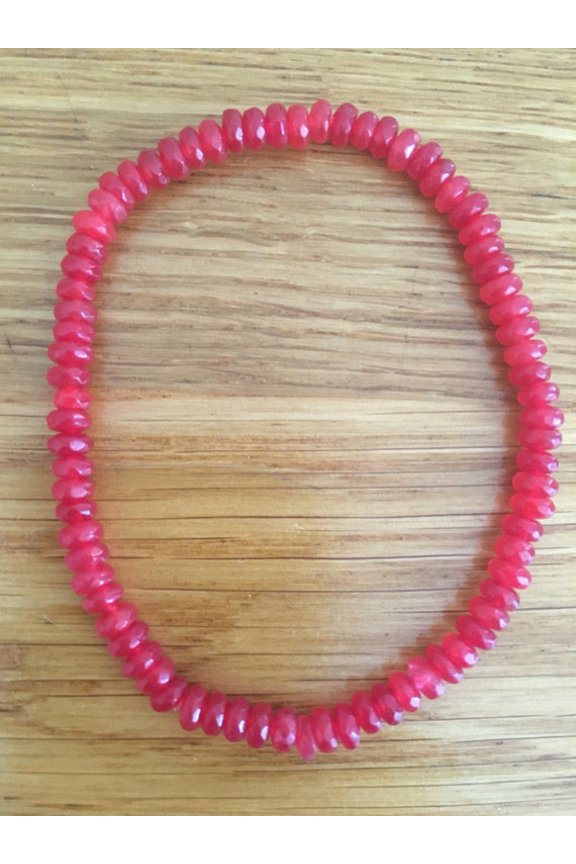 Natural Ruby 4mm Rondelle Shape Faceted Cut Beads Stretchable Bracelet for Men & Women.