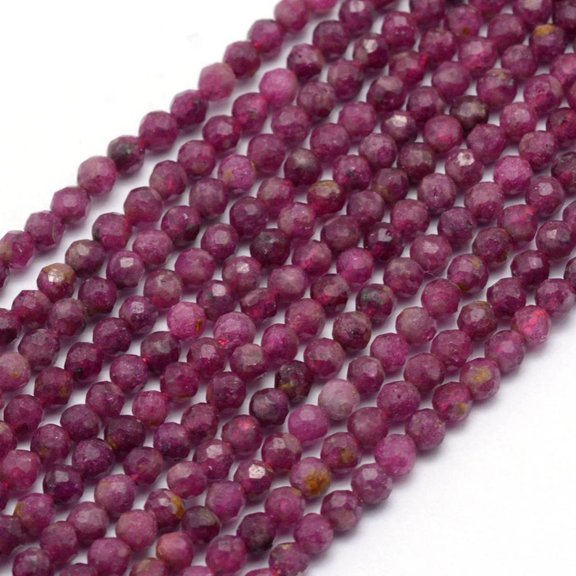 Natural Ruby Beads Strands Faceted Round 3mm Hole: 0.6mm about 112pcs/strand 15.35 inch(39cm)