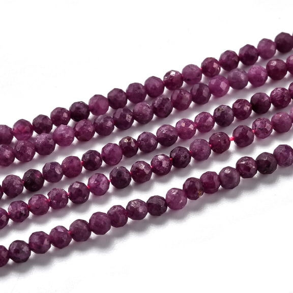 Natural Ruby Beads Strands Faceted Round 4mm Hole: 0.6mm about 110pcs/strand 15.35 inch(39cm)