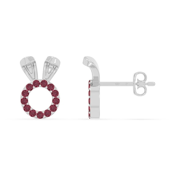 Natural Ruby Bunny Rabit Stud Earrings for Women in Sterling Silver, July Birthstone Jewelry Gifts for Her Birthday, Wedding Anniversary, Party, Mothers Day, Christmas, Graduation, Valentines