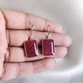 thumbnail image 1 of Natural Ruby Earrings, 14K Solid Yellow Gold Ruby Earrings, Octagon Earrings, July Birthstone, Christmas Gift, Bezel Earrings, Ruby Jewelry, 1 of 4