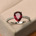 thumbnail image 1 of Natural Ruby Engagement ring, ruby ring, pear cut red gemstone, July birthstone, sterling silver ring, 1 of 3