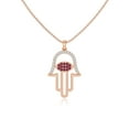 thumbnail image 1 of Natural Ruby Evil Eye-Hamsa Hand Pendant Necklaces for Women in 18K Rose Gold Vermeil, July Birthstone Jewelry Gifts for Her Birthday, Anniversary, Graduation,Christmas, Mothers Day, Valentines, 1 of 7