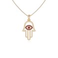 thumbnail image 1 of Natural Ruby Evil Eye-Hamsa Hand Pendant Necklaces for Women in 18K Yellow Gold Vermeil, July Birthstone Jewelry Gifts for Her Birthday, Anniversary, Christmas,Graduation, Mothers Day, Valentines, 1 of 7