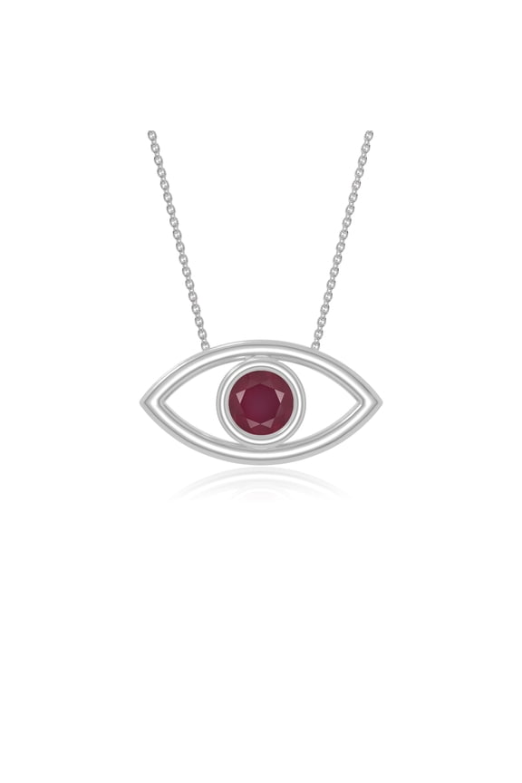 Natural Ruby Evil Eye Pendant Necklaces for Women in Sterling Silver, July Birthstone Jewelry Gifts for Her Birthday, Wedding Anniversary, Party, Mothers Day, Christmas, Graduation, Valentines