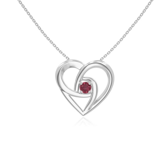 Natural Ruby Floral Heart Pendant Necklaces for Women in Sterling Silver, July Birthstone Jewelry Gifts for Her Birthday, Wedding Anniversary, Party, Graduation, Christmas, Mothers Day, Valentines