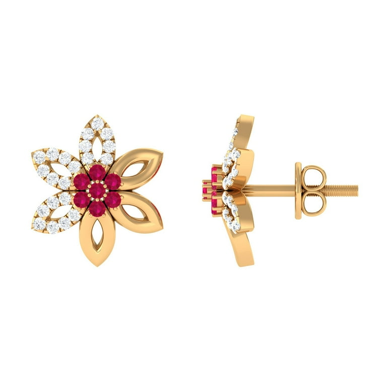 LADIES FLOWER EARRINGS 0.50CT ROUND DIAMOND 14K WHITE GOLD LADIES FLOWER EARRINGS 0.50CT ROUND DIAMOND 14K WHITE GOLD
