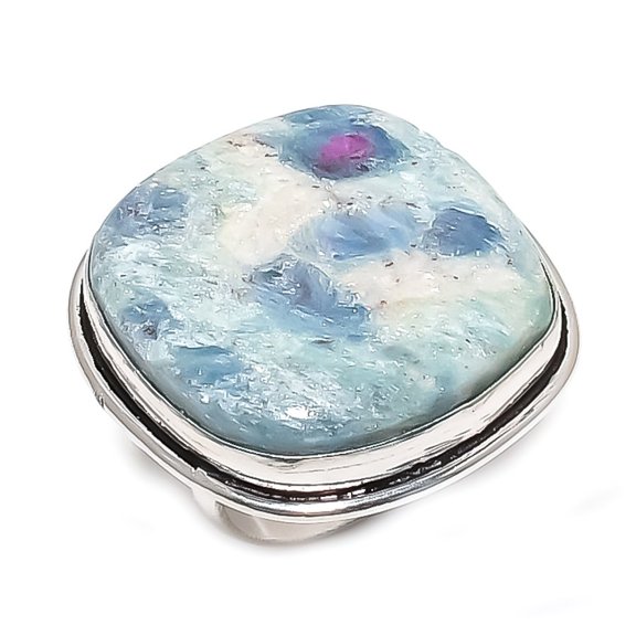 Natural Ruby Fuchsite Gemstone 925 Sterling Silver Jewelry Ring Size 7.5