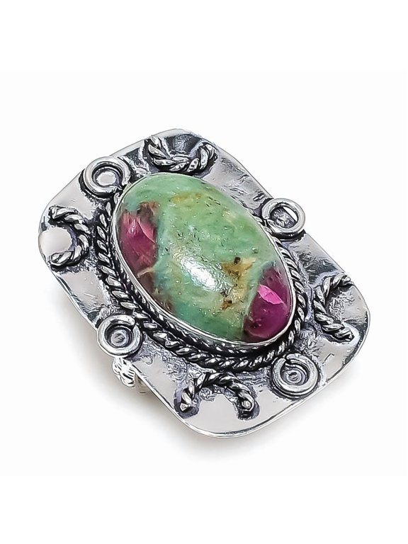 Natural Ruby Fuchsite Gemstone 925 Sterling Silver Jewelry Ring Size 9