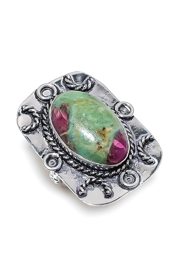 Natural Ruby Fuchsite Gemstone 925 Sterling Silver Jewelry Ring Size 9