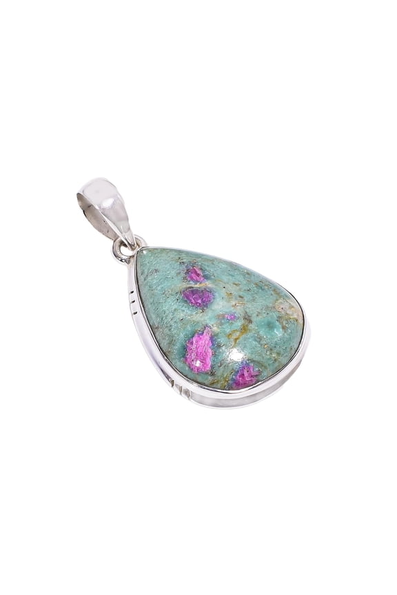 Natural Ruby Fuchsite Gemstone 925 Sterling Silver Statement Pendant Jewelry Gift for Her
