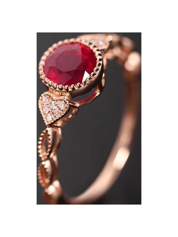 Natural Ruby Gemstone Ring,14K Rose Gold,Wedding/Christmas Gift For Her