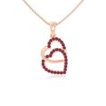 thumbnail image 1 of Natural Ruby Heart In Heart Pendant Necklaces for Women in 18K Rose Gold Vermeil, July Birthstone Jewelry Gifts for Her Birthday, Anniversary, Mothers Day, Christmas, Graduation, Valentines, 1 of 7