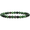 thumbnail image 1 of Natural Ruby In Zoisite 6mm Round Beads Stretch Bracelet 7" Unisex, 1 of 5