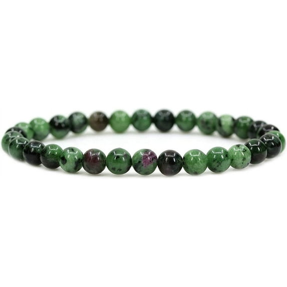 Natural Ruby In Zoisite 6mm Round Beads Stretch Bracelet 7" Unisex