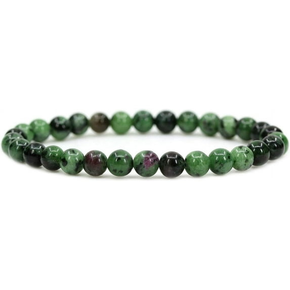 Natural Ruby In Zoisite 6mm Round Shape Smooth Cut Beads Stretchable Bracelet for Men & Women.
