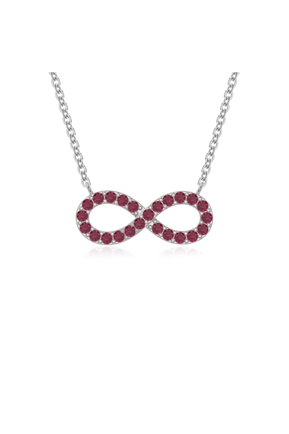 Natural Ruby Infinity Pendant Necklaces for Women in Sterling Silver, July Birthstone Jewelry Gifts for Her Birthday, Wedding Anniversary, Party, Graduation, Christmas, Mothers Day, Valentines