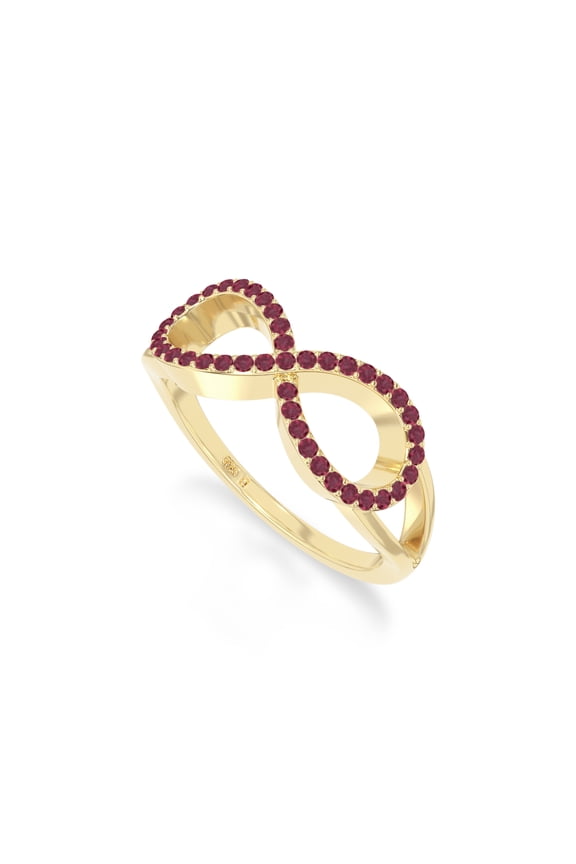 Natural Ruby Infinity Promise Rings for Women in 18K Yellow Gold Vermeil, July Birthstone Jewelry Gifts for Her Birthday, Wedding Anniversary, Graduation, Christmas, Mothers Day, Valentines (US-7)