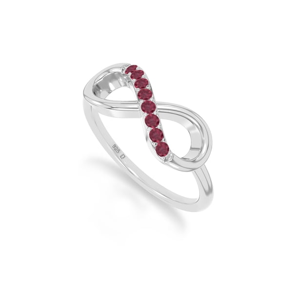 Lustre and Light Natural Ruby Infinity Promise Rings for Women in Sterling Silver, July Birthstone Jewelry Gifts for Her Birthday, Anniversary, Party, Graduation, Christmas, Mothers Day, Valentines