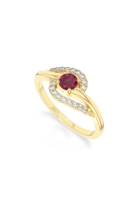 Natural Ruby Infinity Solitaire Rings for Women in 18K Yellow Gold Vermeil, July Birthstone Jewelry Gifts for Her Birthday, Wedding Anniversary, Mothers Day, Christmas, Graduation, Valentines (US-10)