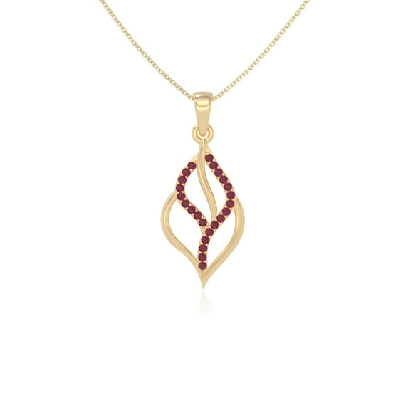 Natural Ruby Leaf Shape Pendant Necklaces for Women in 18K Yellow Gold Vermeil, July Birthstone Jewelry Gifts for Her Birthday, Anniversary, Graduation, Christmas, Mothers Day, Valentines