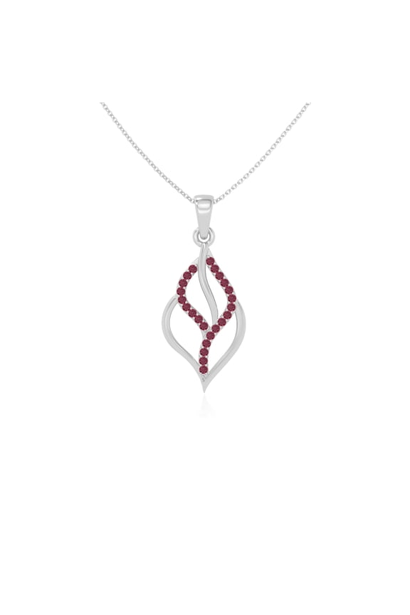 Natural Ruby Leaf Shape Pendant Necklaces for Women in Sterling Silver, July Birthstone Jewelry Gifts for Her Birthday, Wedding Anniversary, Graduation, Christmas, Mothers Day, Valentines
