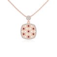 thumbnail image 1 of Natural Ruby with Moissanite Designer Square Pendant Necklaces for Women in 18K Rose Gold Vermeil, July Birthstone Jewelry Gifts for Her Birthday, Anniversary, Mothers Day, Christmas, Valentines, 1 of 7