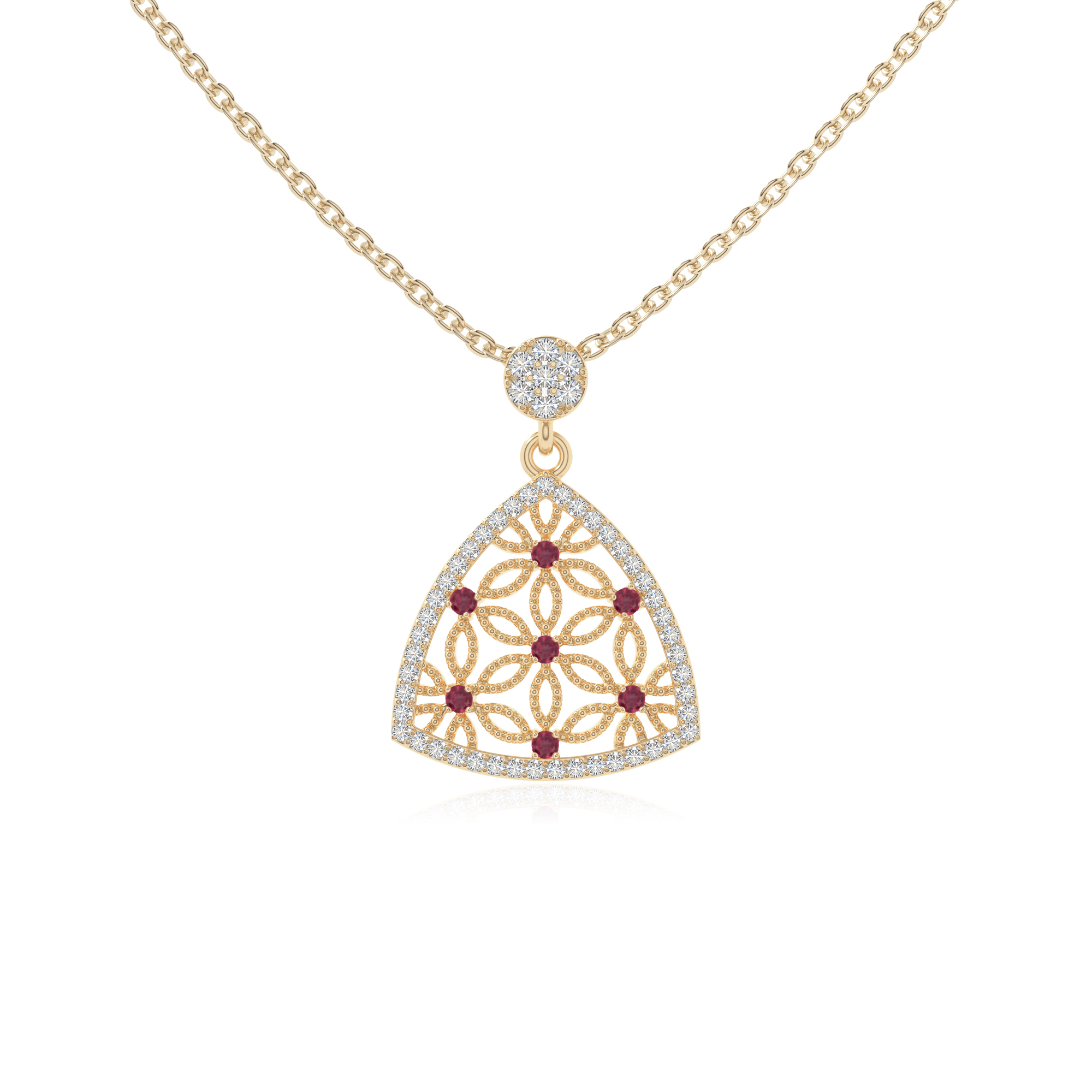 Natural Ruby with Moissanite Designer Triangle Pendant Necklaces for ...