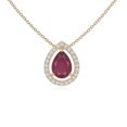 thumbnail image 1 of Natural Ruby with Moissanite Solitaire Halo Pear Pendant Necklaces for Women in 18K Yellow Gold Vermeil,July Birthstone Jewelry Gifts for Her Birthday,Anniversary,Mothers Day,Christmas,Valentines, 1 of 7
