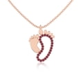 thumbnail image 1 of Natural Ruby Mother-Foot Shape Pendant Necklaces for Women in 18K Rose Gold Vermeil, July Birthstone Jewelry Gifts for Her Birthday, Anniversary, Mothers Day, Christmas, Graduation, Valentines, 1 of 7