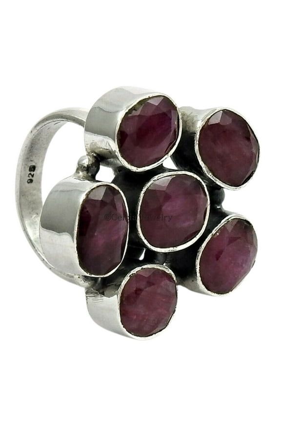 Natural Ruby Multi Gemstone Unique Ring For Women, Statement Ring, Stackable Ring, Amazing Ring, Gothic Ring, Expensive Ring, Pinky Ring, Antique Ring, July Birthstone (ruby, Size 7)