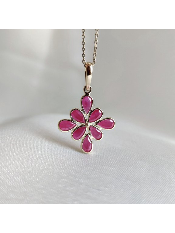 Natural Ruby Pendant, 14K Solid Yellow Gold Pendant, Dainty Ruby Pendant, July Birthstone Pendant, Bezel Set Ruby Pendant, Christmas Present