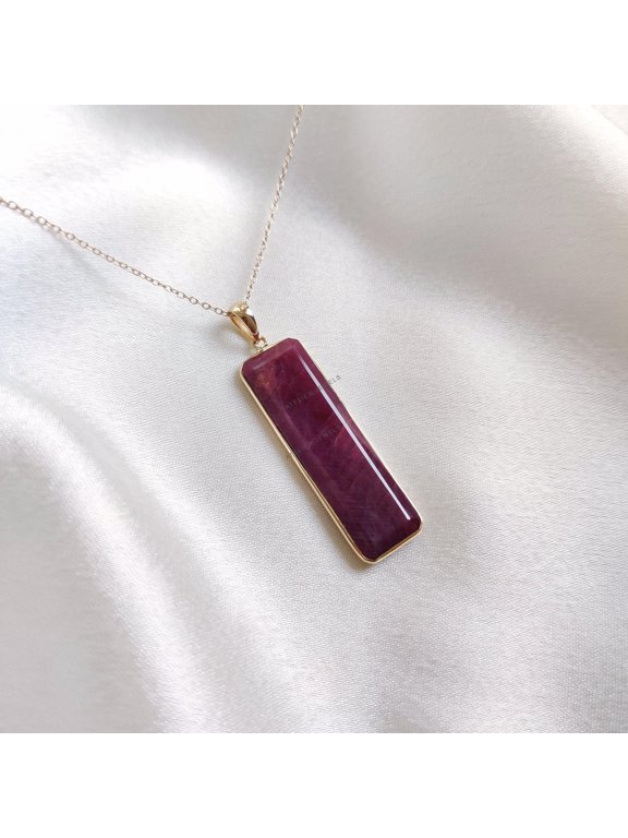 Natural Ruby Pendant, 14K Solid Yellow Gold Ruby Pendant, July Birthstone Pendant, Bezel Pendant, Natural Ruby Jewelry, Birthday Present