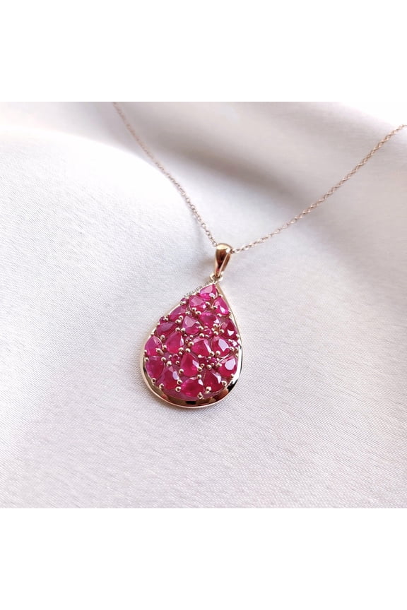 Natural Ruby Pendant, 14K Solid Yellow Gold Ruby Pendant, July Birthstone Pendant, Dainty Ruby Pear Cut Pendant, Valentine's Day Gift