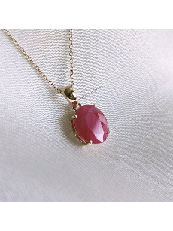 Natural Ruby Pendant, 14K Solid Yellow Gold Ruby Pendant, July Birthstone Pendant, Oval Ruby Pendant, Natural Ruby Jewelry, Anniversary Gift