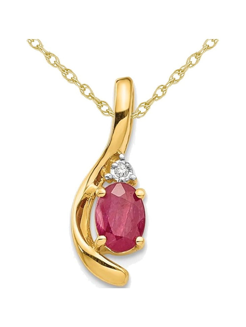 Natural Ruby Pendant Necklace 2/5 Carat (Ctw) in 14K Yellow Gold