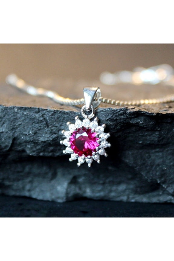 Natural Ruby Pendant Silver Pendant Handmade Pendant birthstone jewelry locket chain Promise Pendant