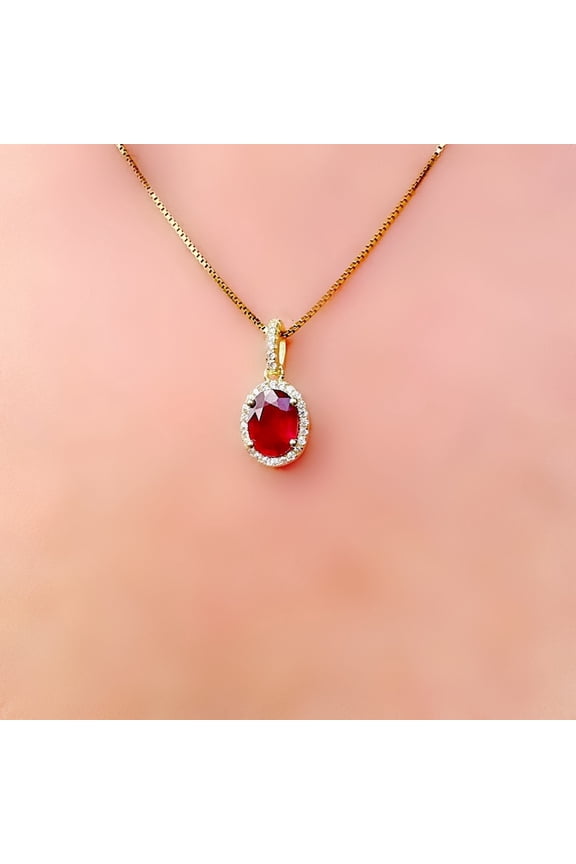 Natural Ruby Pendant Silver Pendant Handmade Pendant birthstone jewelry locket chain Promise Pendant