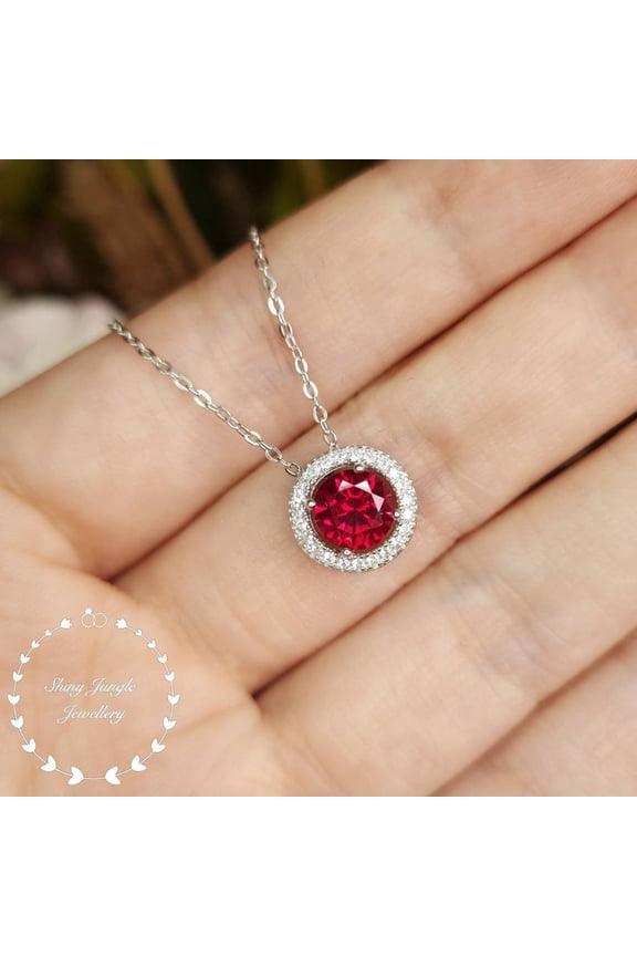Natural Ruby Pendant Silver Pendant Handmade Pendant birthstone jewelry locket chain Promise Pendant