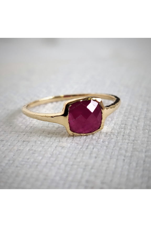 Natural Ruby Ring, 14K Solid Yellow Gold Ruby Ring, Engagement Ring, Statement Ring, July Birthstone, Dainty Rings, Valentine Gift