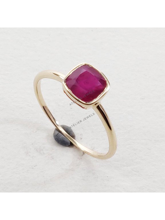Natural Ruby Ring, 14K Solid Yellow Gold Ruby Ring, July Birthstone Ring, Statement Rings, Valentine Day's Present, Natural Ruby Jewelry