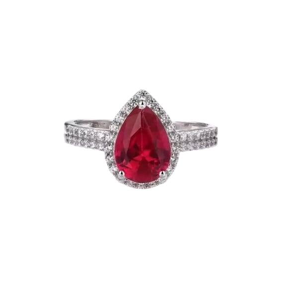 Natural Ruby Ring, AAA Ruby Gemstone Ring, July Birthstone, Zircon Ring, Womens Ring, Gold Micron, 925 Sterling Silver, Solitaire Tiny Ring, Dainty Minimalist Stacking jewelry, Wedding Gift Ring