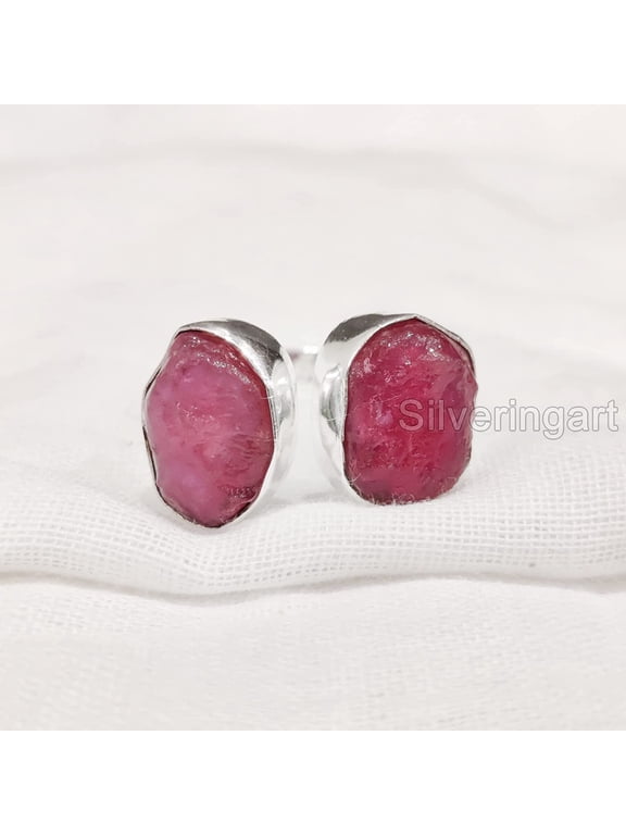 Natural Ruby Ring, Rough Ruby Adjustable Ring, July Birthstone, Double Stone, 925 Sterling Silver, Womens Ring, Christmas, Thanksgiving, Handmade, Statement Jewelry, Raw Gemstone Jewelry