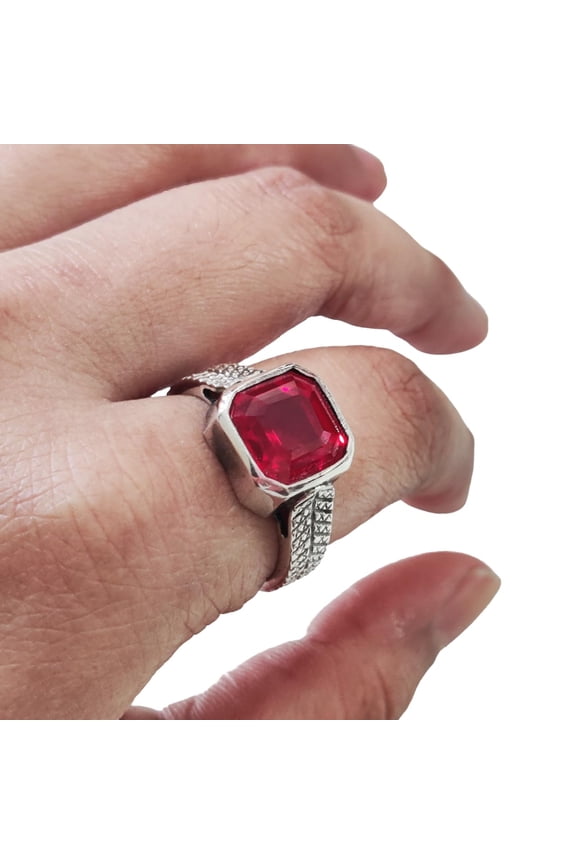 Natural Ruby Ring, Ruby Mens Heavy Ring, July Birthstone, Oxidized, 925 Sterling Silver, Signet Ring, Christmas, Thanksgiving, Handmade, Statement Jewelry, Mens Ring Ruby Jewelry