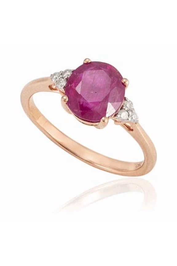 Natural Ruby Ring, Solid 18K Gold, Real Diamond Ring, September Birthstone, Minimalist Ring, Statement Ring, Women's Gift