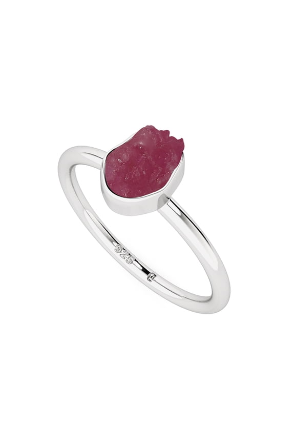 Natural Ruby Rough Shape Rings in Sterling Silver for Women, July Birthstone Jewelry for Her Birthday, Wedding Anniversary, Christmas, Mothers Day
