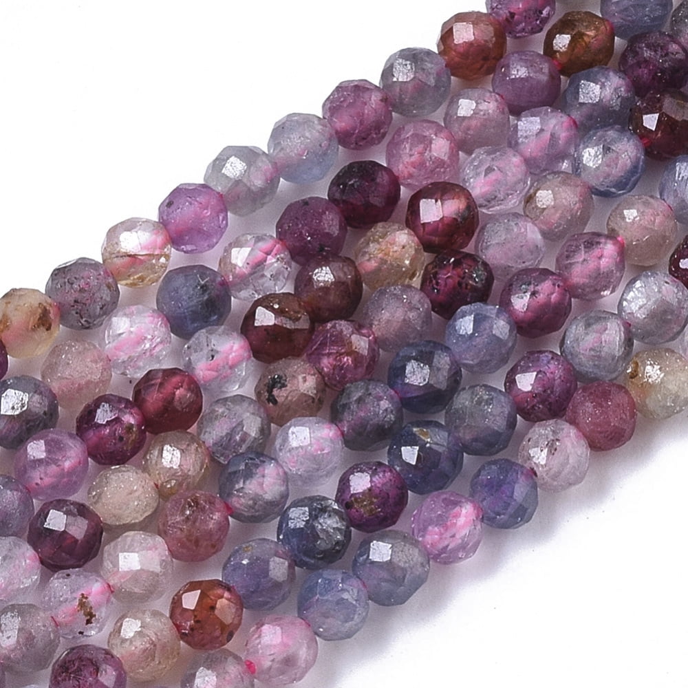 Natural Ruby & Sapphire Beads Strands Faceted Round Random Color 2~2.5mm Hole: 0.6mm about 158pcs/strand 15.55 inch(39.5cm)