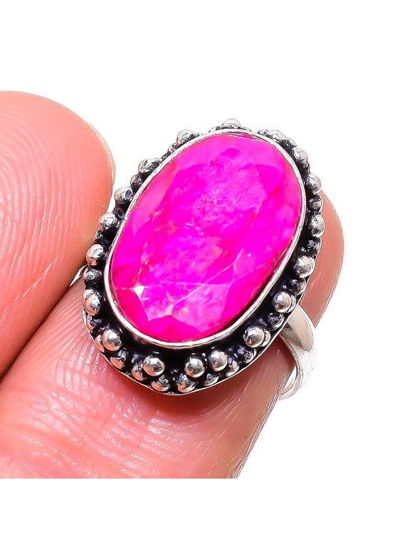 Natural Ruby(Simulated) Gemstone 925 Sterling Silver Jewelry Ring Size 6