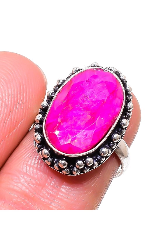 Natural Ruby(Simulated) Gemstone 925 Sterling Silver Jewelry Ring Size 6